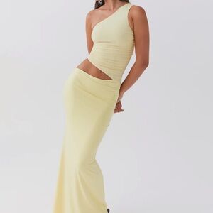 Peppermayo One-Shoulder Yellow Maxi Dress